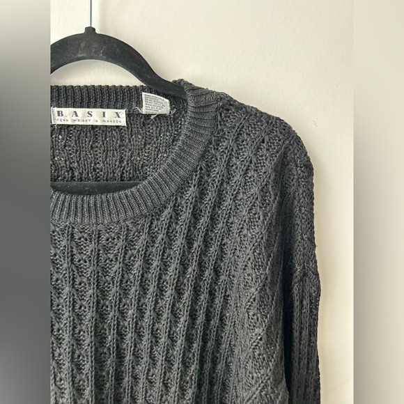 Vintage Fenn Wright Mason Womens Chunky Sweater Large Ramie Cotton black - Picture 2 of 12